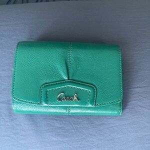 Coach Teal Leather Women's Wallet